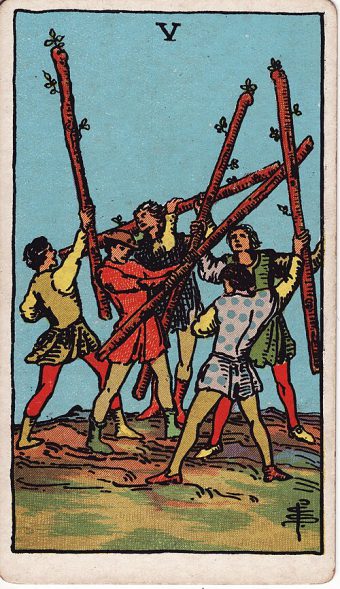 Asaların Beşlisi tarot kartı