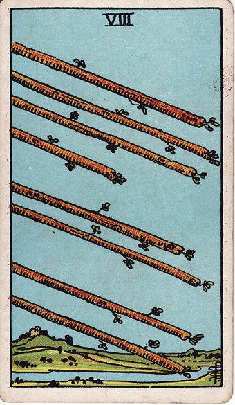 Asaların Sekizlisi tarot kartı