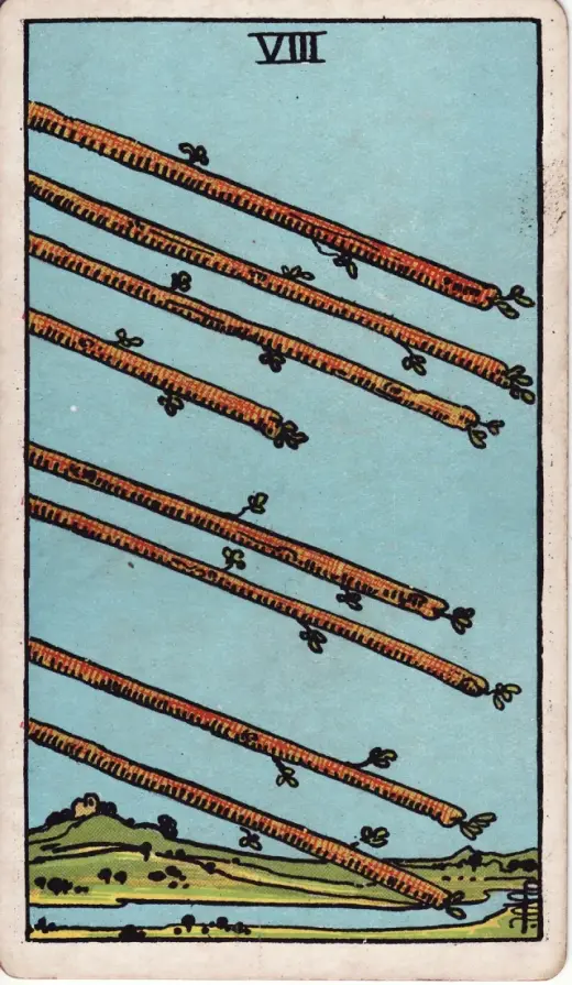 Asaların Sekizlisi tarot kartı