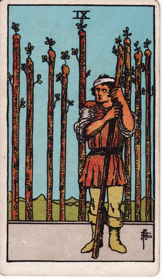 Asaların Dokuzlusu tarot kartı