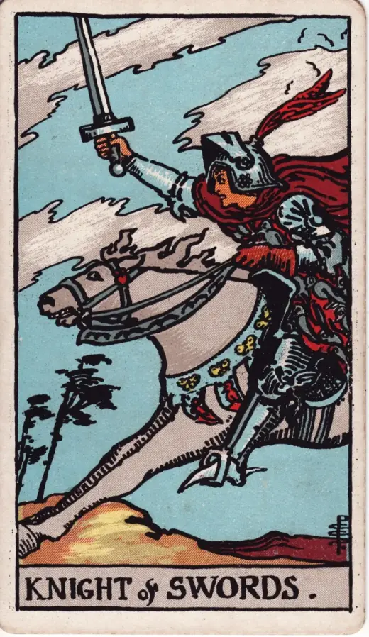 Kılıçların Şövalyesi tarot kartı