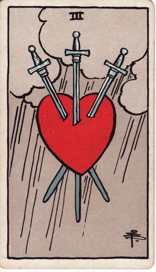 Kılıçların Üçlüsü tarot kartı