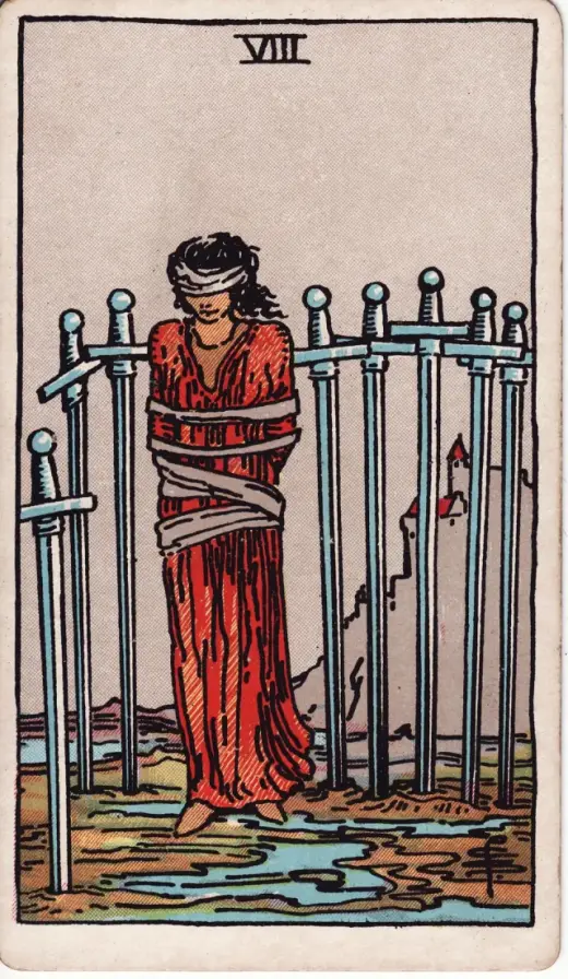 Kılıçların Sekizlisi tarot kartı