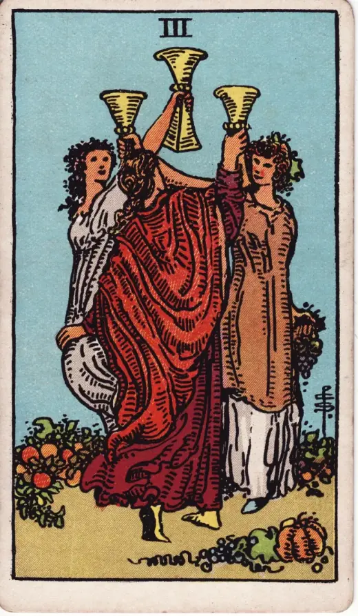 Kupaların Üçlüsü tarot kartı