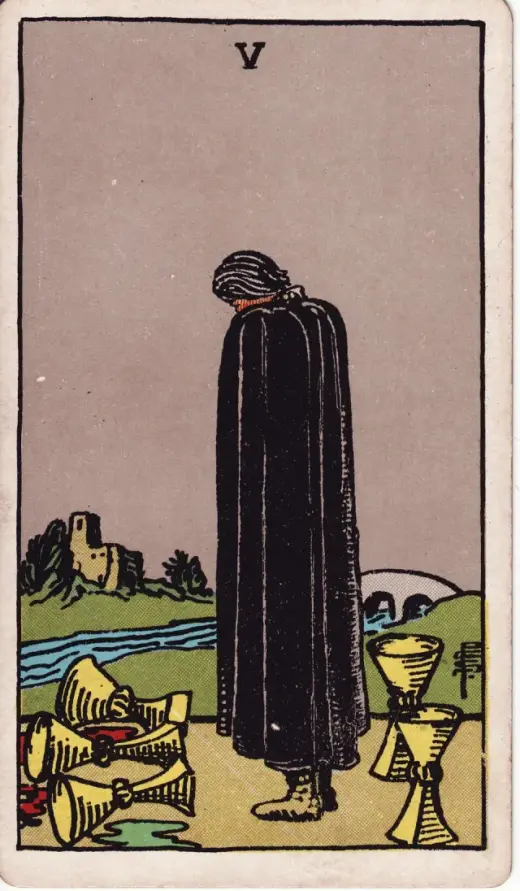 Kupaların Beşlisi tarot kartı