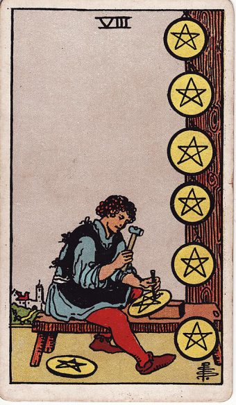 Tılsımların Sekizlisi tarot kartı